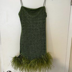 oseree shimmer feather dress green